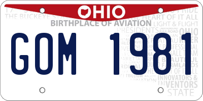 OH license plate GOM1981