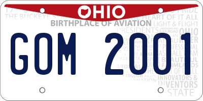 OH license plate GOM2001
