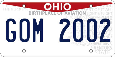 OH license plate GOM2002