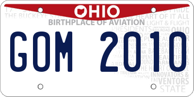 OH license plate GOM2010