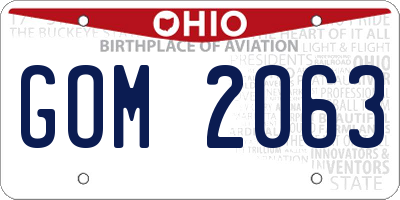 OH license plate GOM2063