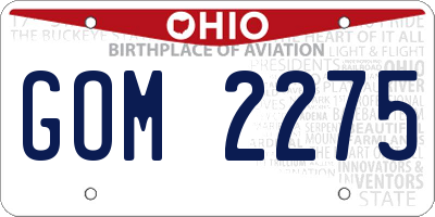 OH license plate GOM2275