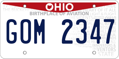 OH license plate GOM2347