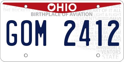 OH license plate GOM2412