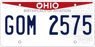 OH license plate GOM2575