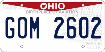 OH license plate GOM2602