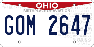 OH license plate GOM2647