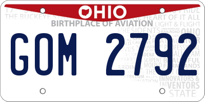 OH license plate GOM2792