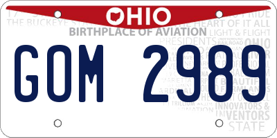 OH license plate GOM2989