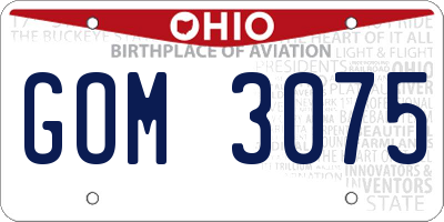 OH license plate GOM3075