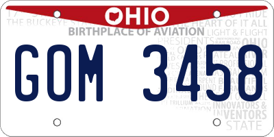 OH license plate GOM3458