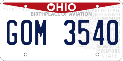OH license plate GOM3540