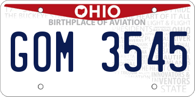 OH license plate GOM3545