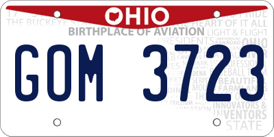 OH license plate GOM3723