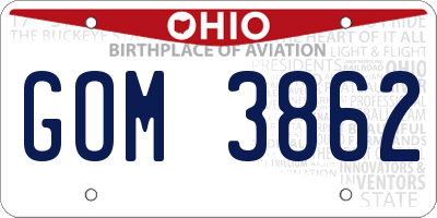 OH license plate GOM3862