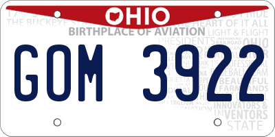 OH license plate GOM3922