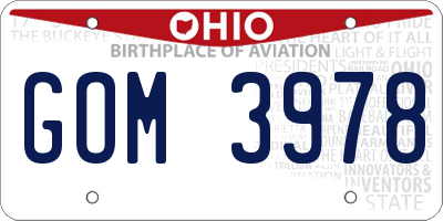 OH license plate GOM3978