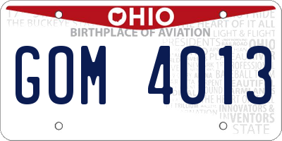 OH license plate GOM4013