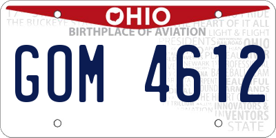OH license plate GOM4612