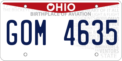 OH license plate GOM4635