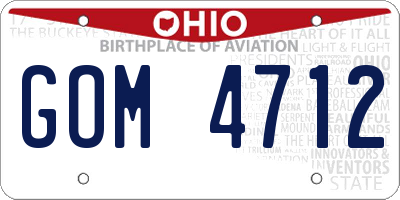 OH license plate GOM4712
