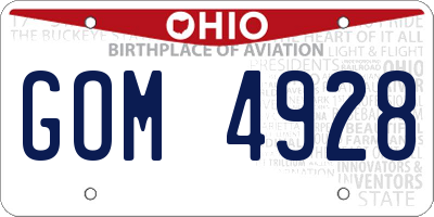 OH license plate GOM4928