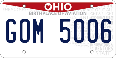 OH license plate GOM5006