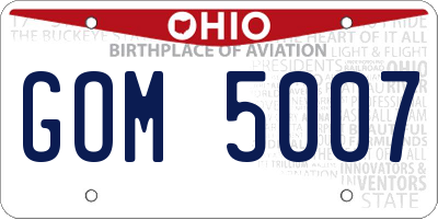 OH license plate GOM5007