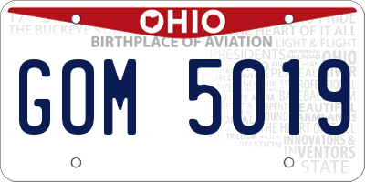 OH license plate GOM5019