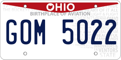 OH license plate GOM5022