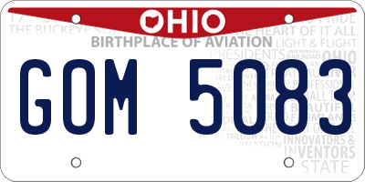 OH license plate GOM5083