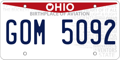 OH license plate GOM5092