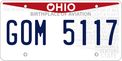 OH license plate GOM5117