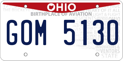 OH license plate GOM5130