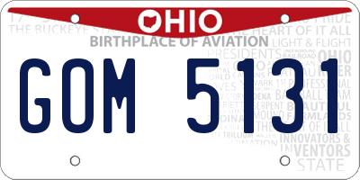 OH license plate GOM5131