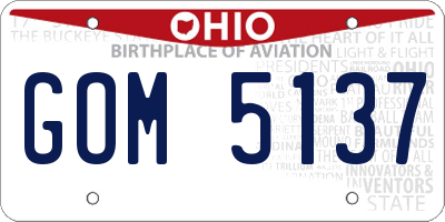 OH license plate GOM5137