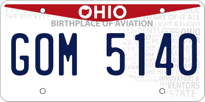 OH license plate GOM5140