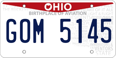 OH license plate GOM5145