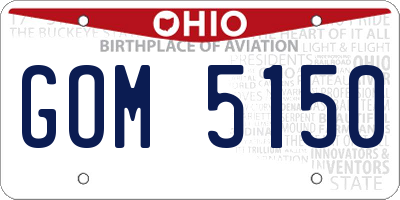 OH license plate GOM5150