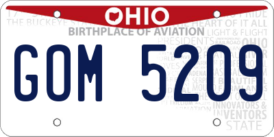 OH license plate GOM5209
