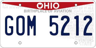 OH license plate GOM5212