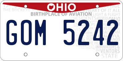 OH license plate GOM5242