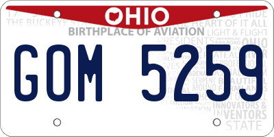 OH license plate GOM5259