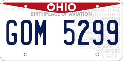OH license plate GOM5299
