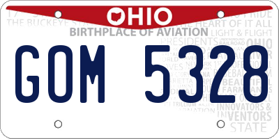 OH license plate GOM5328