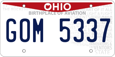 OH license plate GOM5337