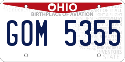 OH license plate GOM5355