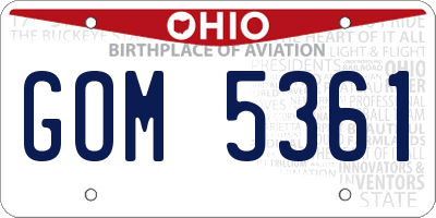 OH license plate GOM5361