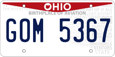 OH license plate GOM5367