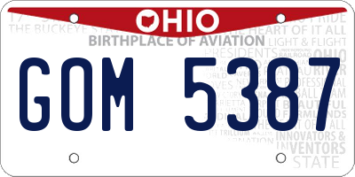 OH license plate GOM5387